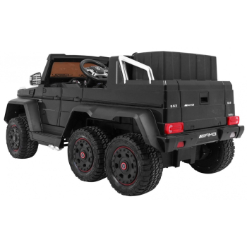 Auto Mercedes G63 6x6 dla dzieci Czarny + 2 Pedały gazu + Regulacja siedzenia + Audio LED + Bagażnik + Kufer dla rodzica